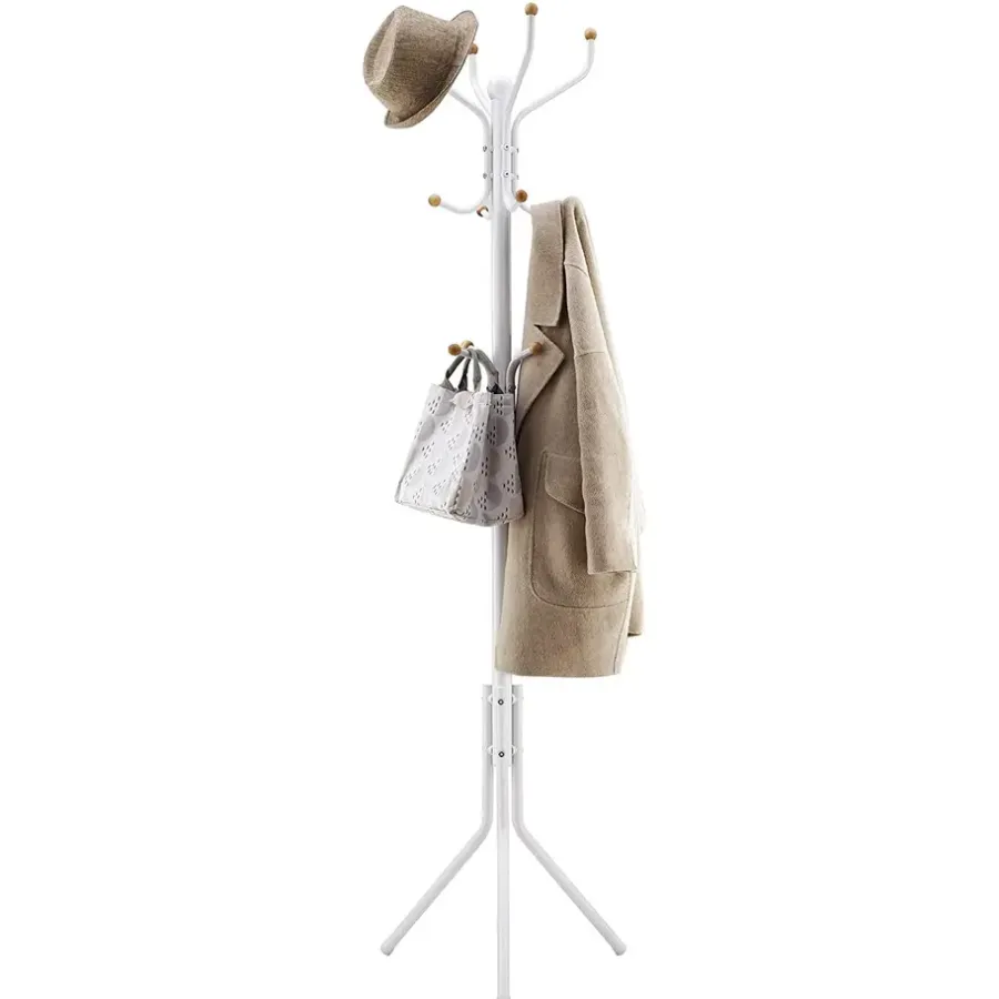 Kapstokken-ACAZA Design Kapstok met 12 Haken - Perfect in een Inkom hal - 182 cm - Wit