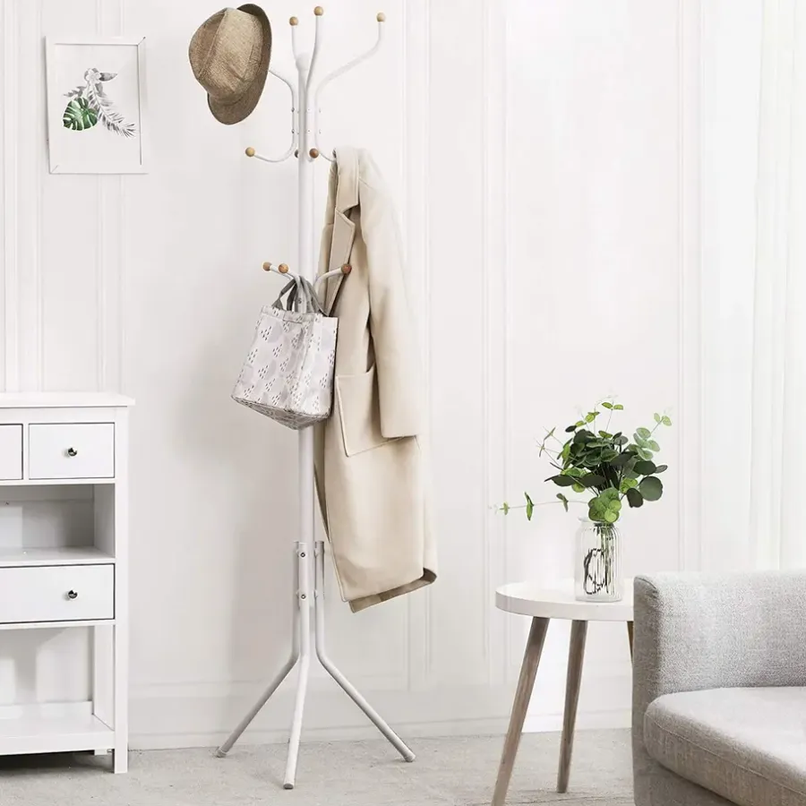 Kapstokken-ACAZA Design Kapstok met 12 Haken - Perfect in een Inkom hal - 182 cm - Wit