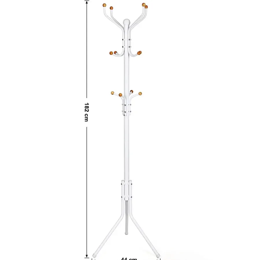 Kapstokken-ACAZA Design Kapstok met 12 Haken - Perfect in een Inkom hal - 182 cm - Wit