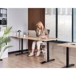 Leen Bakker DESTINAS - Elektr bureau - Zwart/Lichtbruin - 180 x 72 cm - Vezelplaat