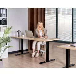 Bureaus-Leen Bakker DESTINES - Elektr bureau - Zwart/Lichtbruin - 180 x 72 cm - Vezelplaat