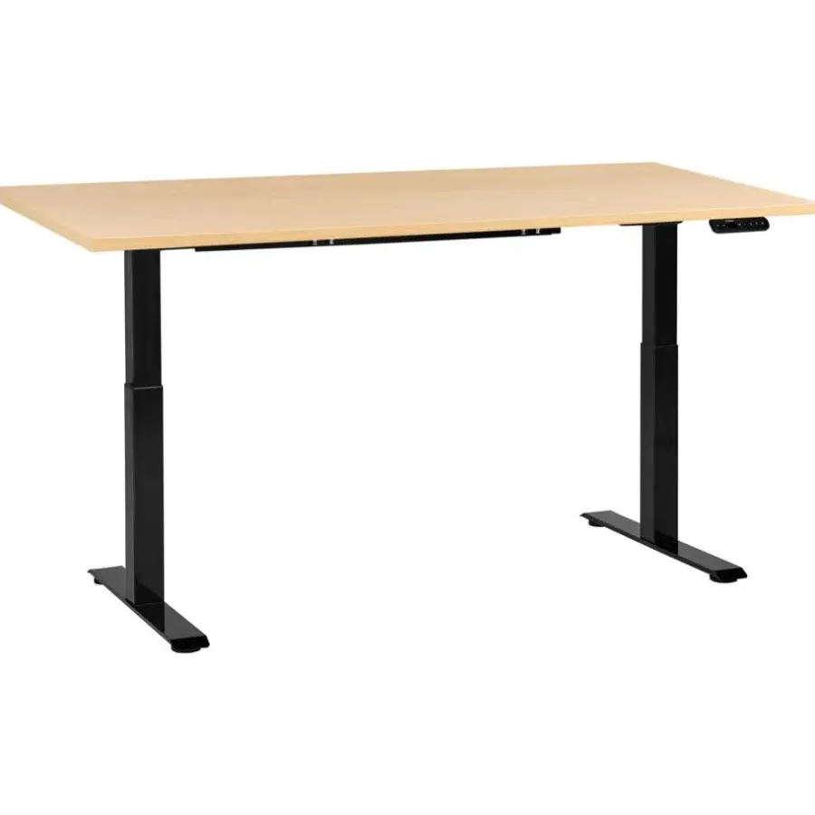 Bureaus-Leen Bakker DESTINES - Elektr bureau - Zwart/Lichtbruin - 180 x 72 cm - Vezelplaat