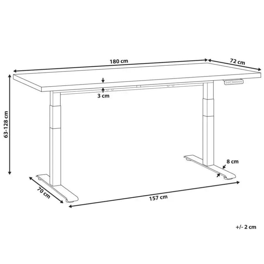 Bureaus-Leen Bakker DESTINES - Elektr bureau - Zwart/Lichtbruin - 180 x 72 cm - Vezelplaat