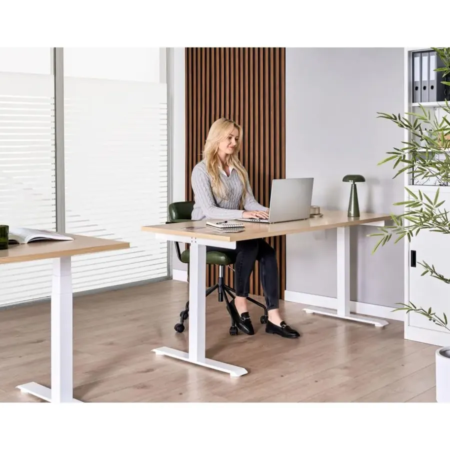 Leen Bakker DESTINES - Elektr bureau - Wit/Lichtbruin - 160 x 72 cm - Vezelplaat