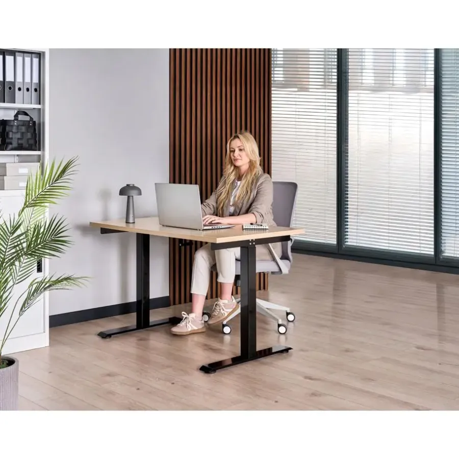 Bureaus-Leen Bakker DESTINES - Sta-bureau - Zwart/Lichtbruin - 120 x 72 cm - Vezelplaat