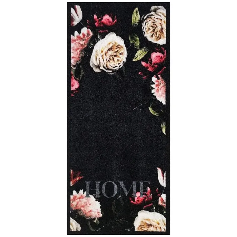 Deurmatten-Vica International Deurmat Pink Roses antraciet - 66x150 cm