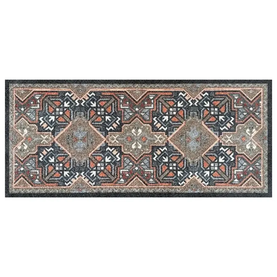 Deurmatten-Vica International Deurmat Vintage Boho Kelim antraciet - 66x150 cm