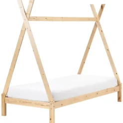 1-Persoons Bedden-Beliani DEVAY - Kinderbed - Lichtbruin - 90 x 200 cm - Grenenhout