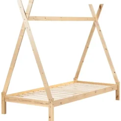 1-Persoons Bedden-Beliani DEVAY - Kinderbed - Lichtbruin - 90 x 200 cm - Grenenhout