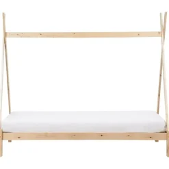 1-Persoons Bedden-Beliani DEVAY - Kinderbed - Lichtbruin - 90 x 200 cm - Grenenhout