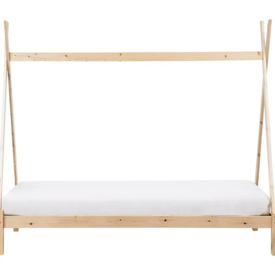 1-Persoons Bedden-Beliani DEVAY - Kinderbed - Lichtbruin - 90 x 200 cm - Grenenhout