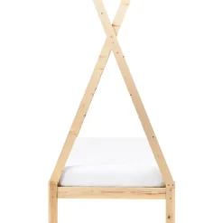 1-Persoons Bedden-Beliani DEVAY - Kinderbed - Lichtbruin - 90 x 200 cm - Grenenhout