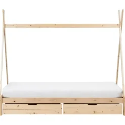 1-Persoons Bedden-Beliani DEVAY - Kinderbed - Lichtbruin - 90 x 200 cm - Dennenhout