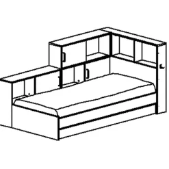 Kinderbedden-DIAGONE Bed Erwan - Opbergruimte - 90x200cm - Grijs/Wit