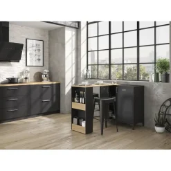 Bartafels-DIAGONE Draaibare bar Manchester - zwart/eikenlook
