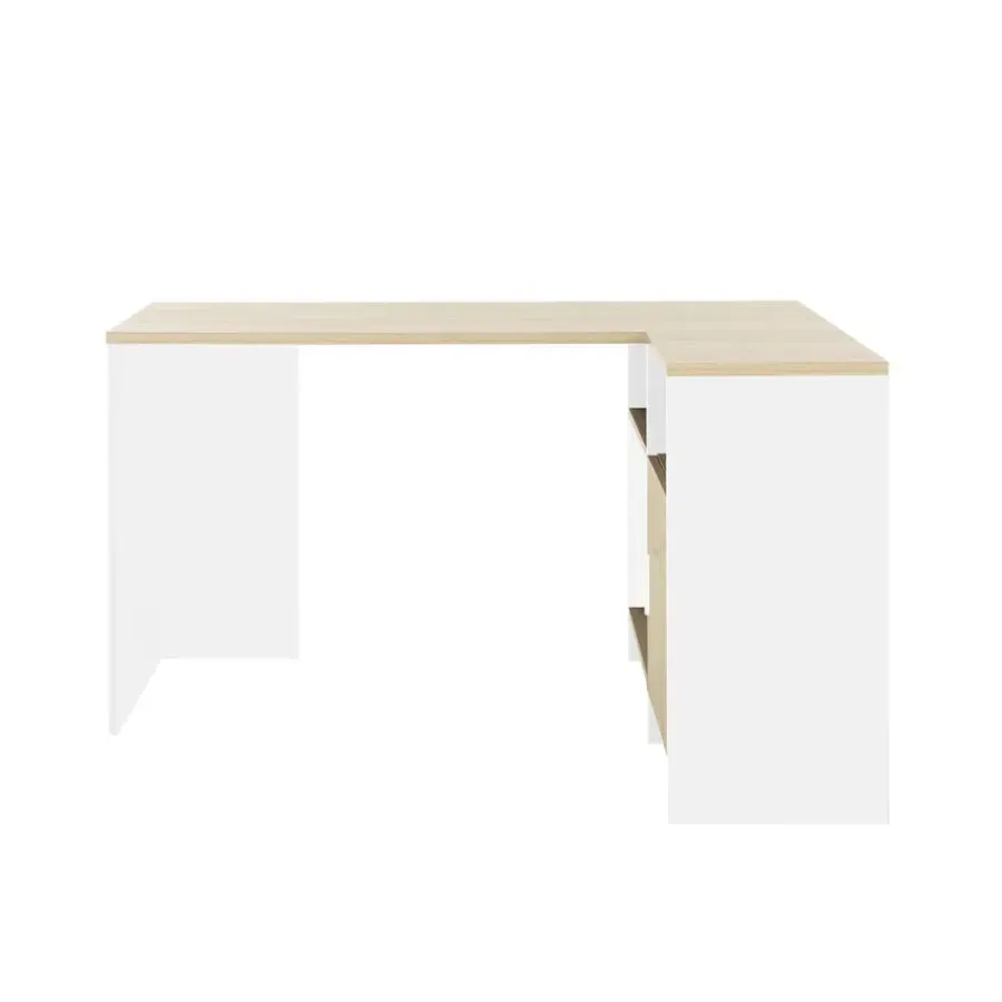 DIAGONE Hoekbureau Liverpool - 1 deur 3 vakken -Wit/Eikenkleur