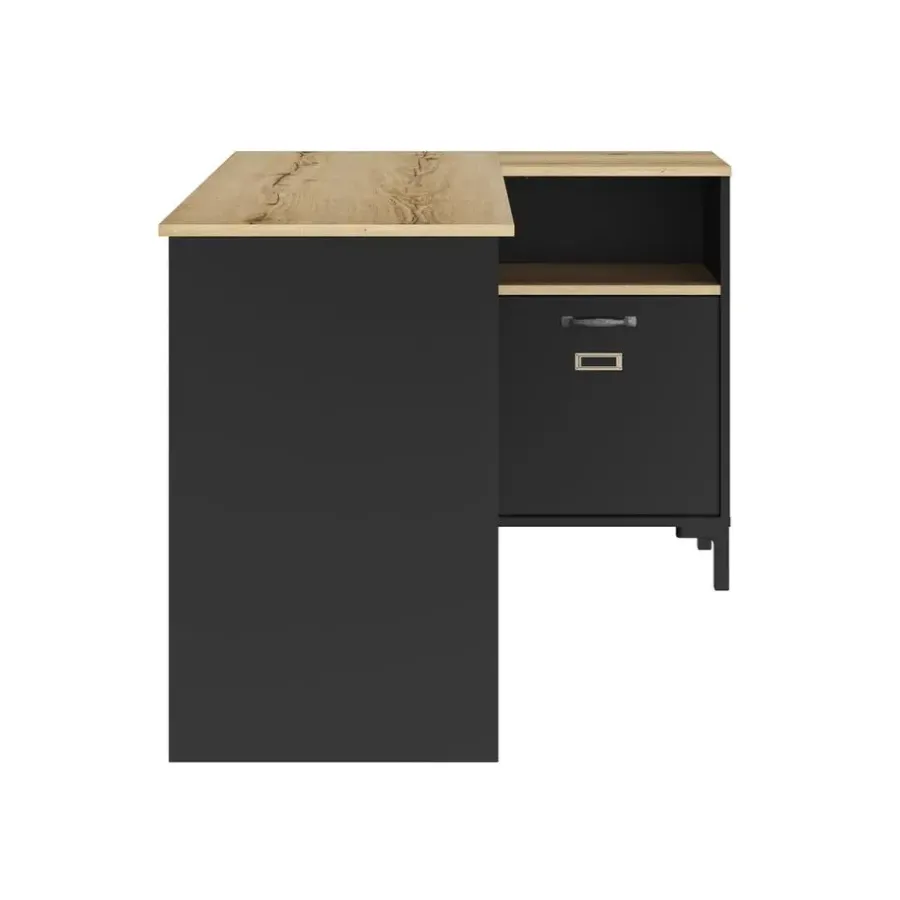 DIAGONE Hoekbureau Manchester - 136x88cm - Zwart/Eikenkleur