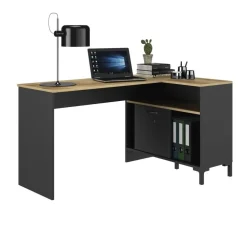 DIAGONE Hoekbureau Manchester - 136x88cm - Zwart/Eikenkleur