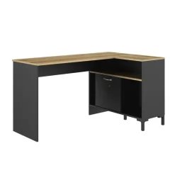 DIAGONE Hoekbureau Manchester - 136x88cm - Zwart/Eikenkleur