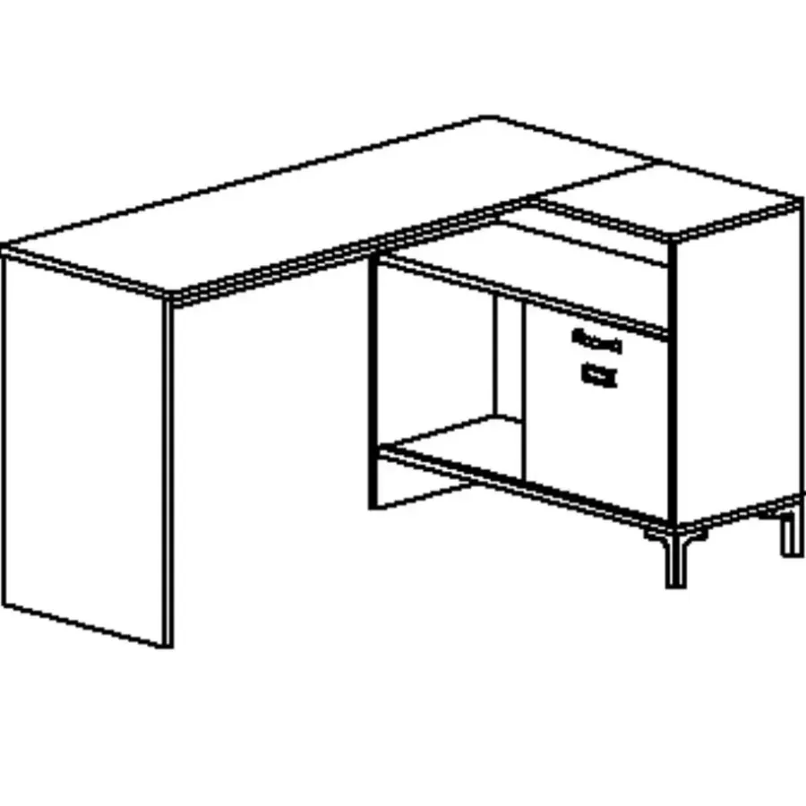 DIAGONE Hoekbureau Manchester - 136x88cm - Zwart/Eikenkleur