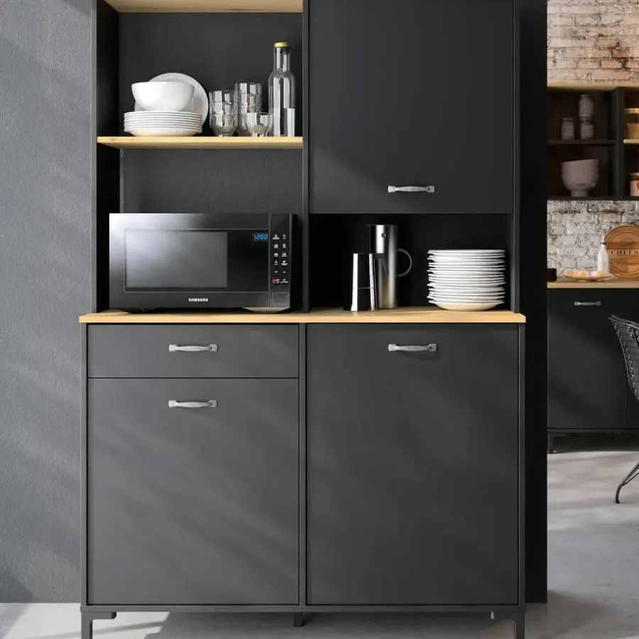Buffetkasten-DIAGONE Microgolfkast Manchester - 119 x 41 x 180 cm - Helvezia Oak-design
