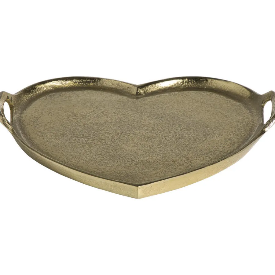 Dienbladen-Leen Bakker Dienblad Hart goudkleur aluminium - 30x33 cm
