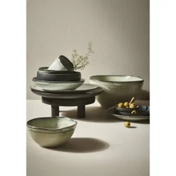 Leen Bakker Diep bord Liz - zwart - stoneware - Ø16,3 cm