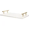 Dienbladen-Beliani DIMARI - Decoratief dienblad - Wit/Gouden - Marmer