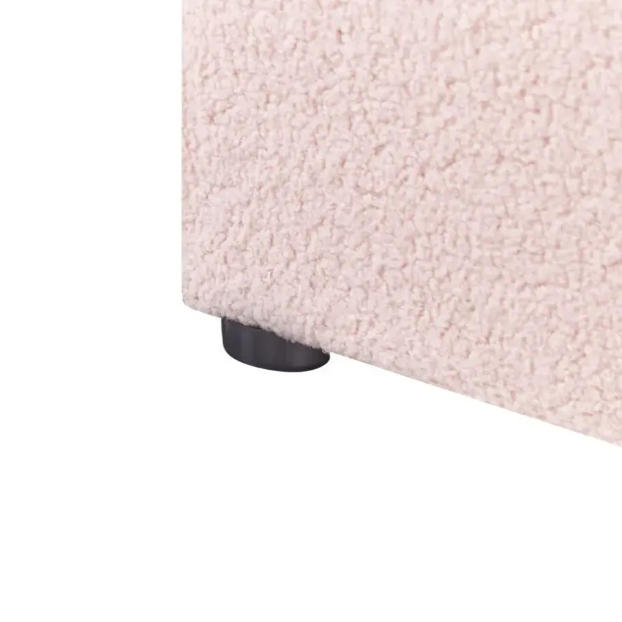 1-Persoons Bedden-Beliani DINAN - Eenpersoonsbed - Roze - 90 x 200 cm - Bouclé