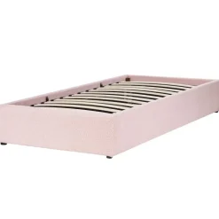 1-Persoons Bedden-Beliani DINAN - Eenpersoonsbed - Roze - 90 x 200 cm - Bouclé