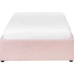 1-Persoons Bedden-Beliani DINAN - Eenpersoonsbed - Roze - 90 x 200 cm - Bouclé