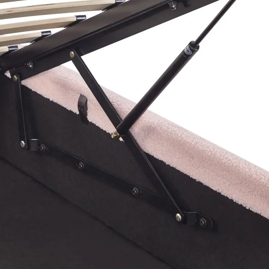1-Persoons Bedden-Beliani DINAN - Eenpersoonsbed - Roze - 90 x 200 cm - Bouclé
