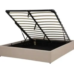 2-Persoons Bedden-Beliani DINAN - Tweepersoonsbed - Beige - 140 x 200 cm - Polyester