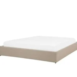 2-Persoons Bedden-Beliani DINAN - Tweepersoonsbed - Beige - 180 x 200 cm - Polyester