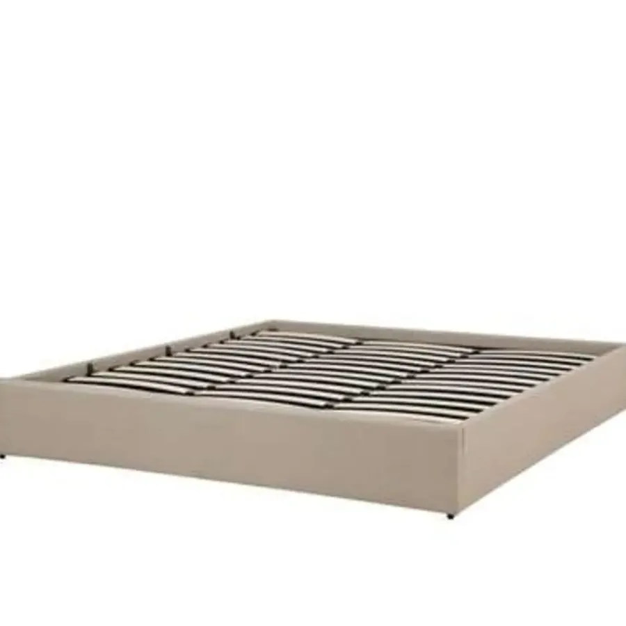 2-Persoons Bedden-Beliani DINAN - Tweepersoonsbed - Beige - 180 x 200 cm - Polyester