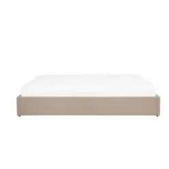 2-Persoons Bedden-Beliani DINAN - Tweepersoonsbed - Beige - 180 x 200 cm - Polyester