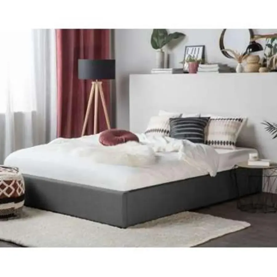 Beliani DINAN - Tweepersoonsbed - Grijs - 160 x 200 cm - Polyester