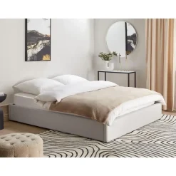 Beliani DINAN - Tweepersoonsbed - Lichtgrijs - 160 x 200 cm - Polyester