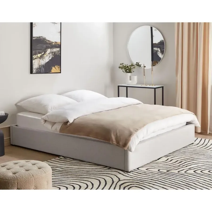 Beliani DINAN - Tweepersoonsbed - Lichtgrijs - 160 x 200 cm - Polyester