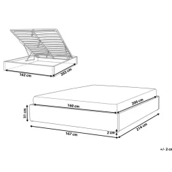 Beliani DINAN - Tweepersoonsbed - Lichtgrijs - 160 x 200 cm - Polyester