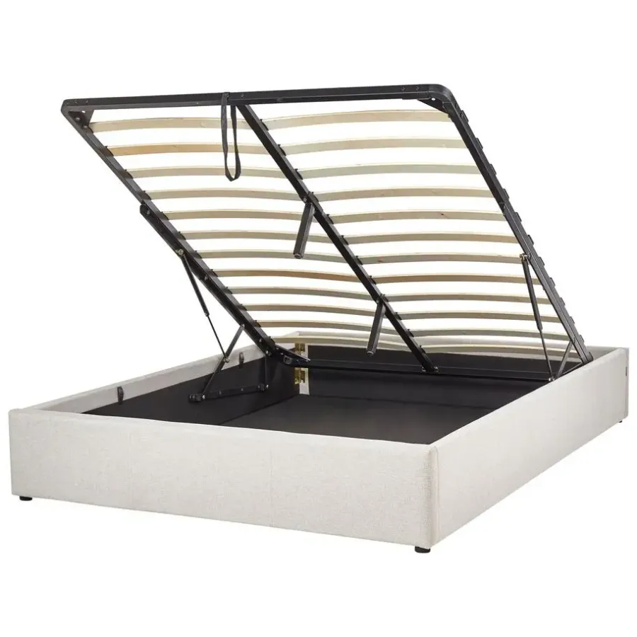 Beliani DINAN - Tweepersoonsbed - Lichtbeige - 140 x 200 cm - Polyester