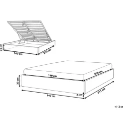 Beliani DINAN - Tweepersoonsbed - Lichtbeige - 140 x 200 cm - Polyester