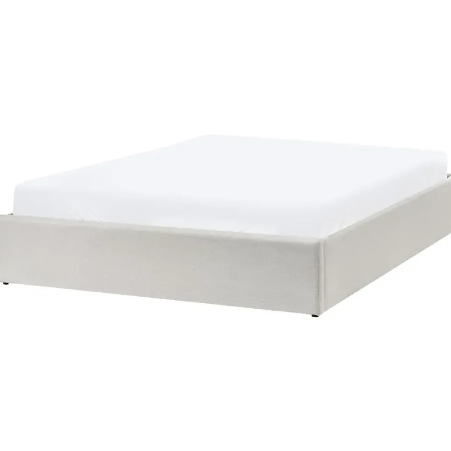 Beliani DINAN - Tweepersoonsbed - Lichtbeige - 140 x 200 cm - Polyester