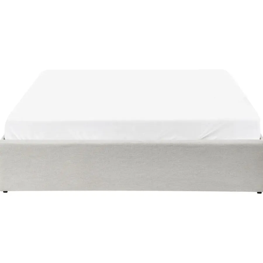 Beliani DINAN - Tweepersoonsbed - Lichtbeige - 140 x 200 cm - Polyester
