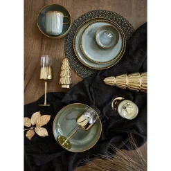 Leen Bakker Dinerbord Camille - groen - stoneware - Ø25,5 cm