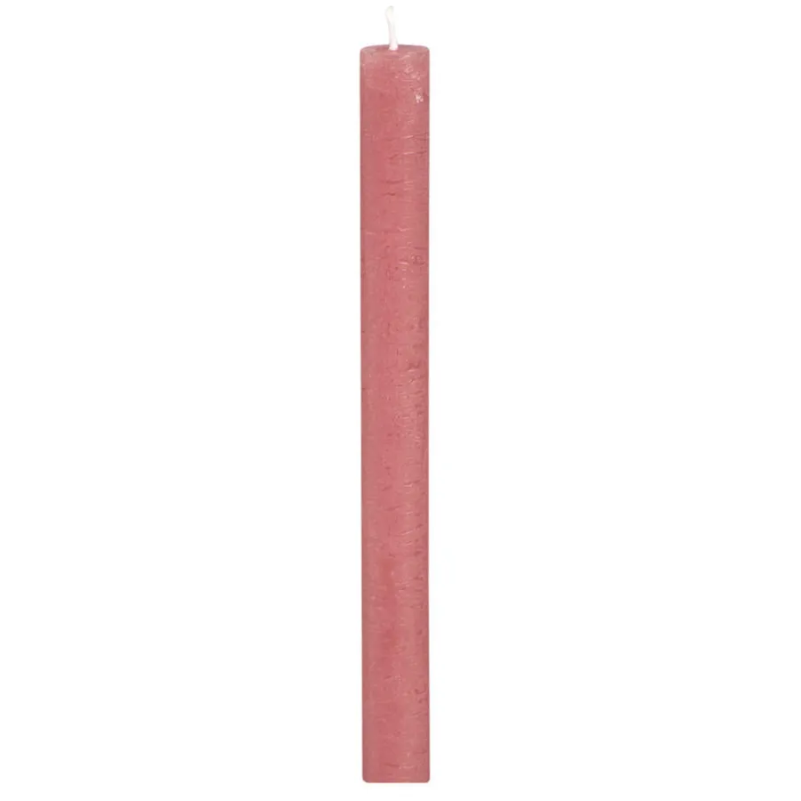 Kaarsen-Leen Bakker Dinerkaars rustiek Sfeer - oudroze - 25 cm