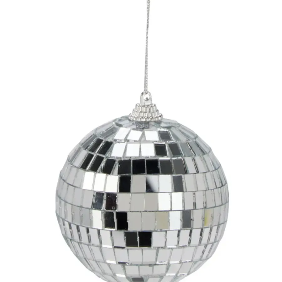 Kerstdecoratie-Merkloos Disco kerstbal - zilver - D7,5 cm - foam - spiegelbol - discobol