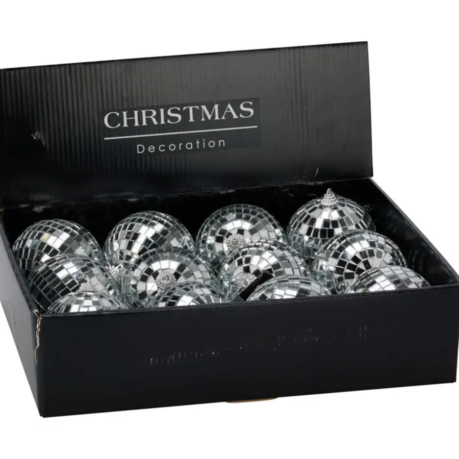 Kerstdecoratie-Merkloos Disco kerstbal - zilver - D7,5 cm - foam - spiegelbol - discobol