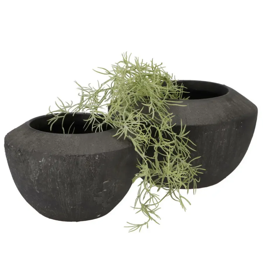 Bloempotten Voor Binnen-DK Design Bloempot Maya - verweerd zwart - D25 x H16 cm - rustiek