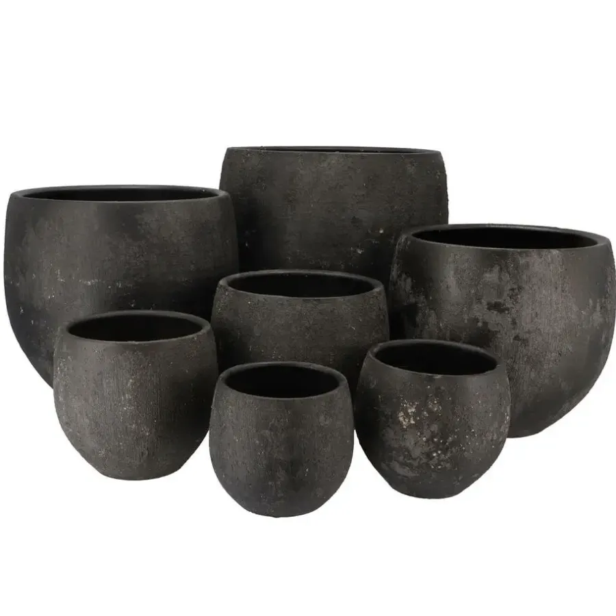 DK Design Bloempot model Maya - verweerd zwart - D32xH35cm - rustiek